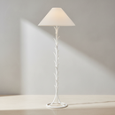 Prestige Lighting Visual Comfort Provenz 62 in Floor Light in Plaster White with Tapered Linen Shade, front view